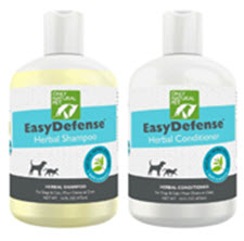  Shampoo & conditioner have 70% organic ingredients, neem oil & other natural herbs to help repel fleas, ticks, mosquitoes & more. Available from www.carolesdoggieworld.com